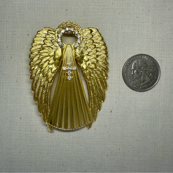 90’s Vintage Jane AOL SIGNED Gold-Tone Angel Pin & Brooch - Picture 9 of 16